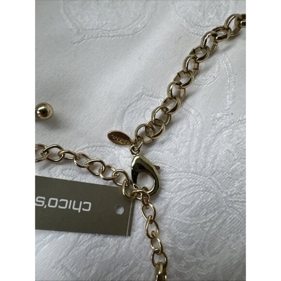 Chicos Brown Amber Gold Tone 20" Long Beaded Statement Necklace NEW - Picture 8 of 16